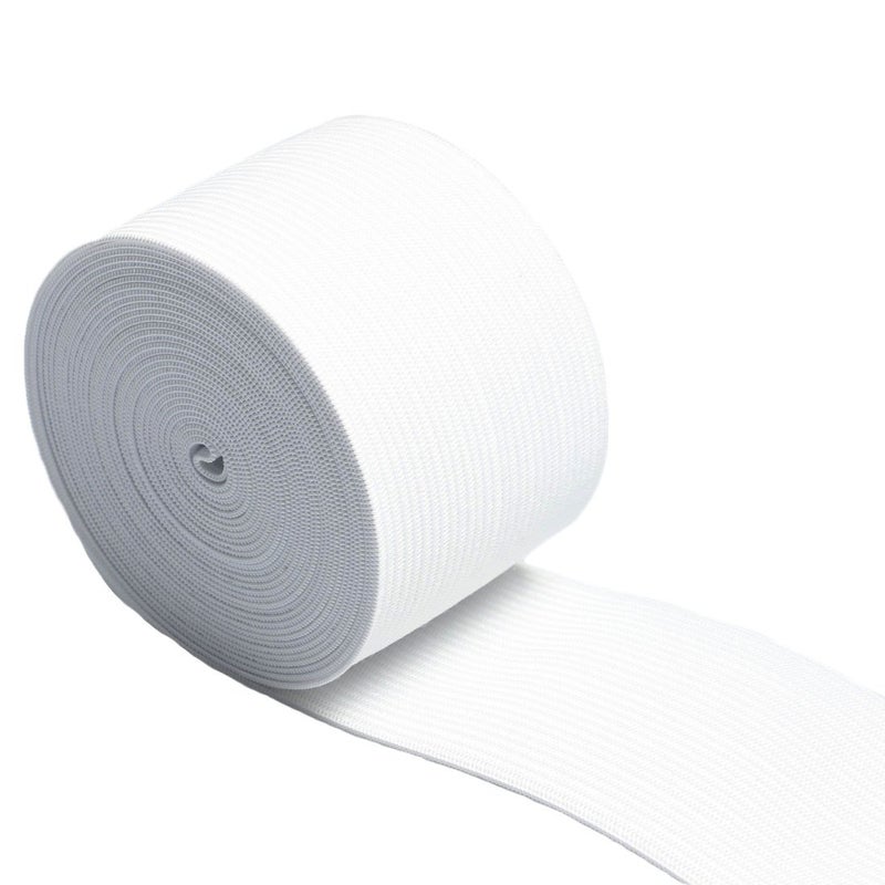 RERIVER 2-inch White Knit Elastic Spool Wide Heavy Stretch Elastic Band,5 Yards - Image 2